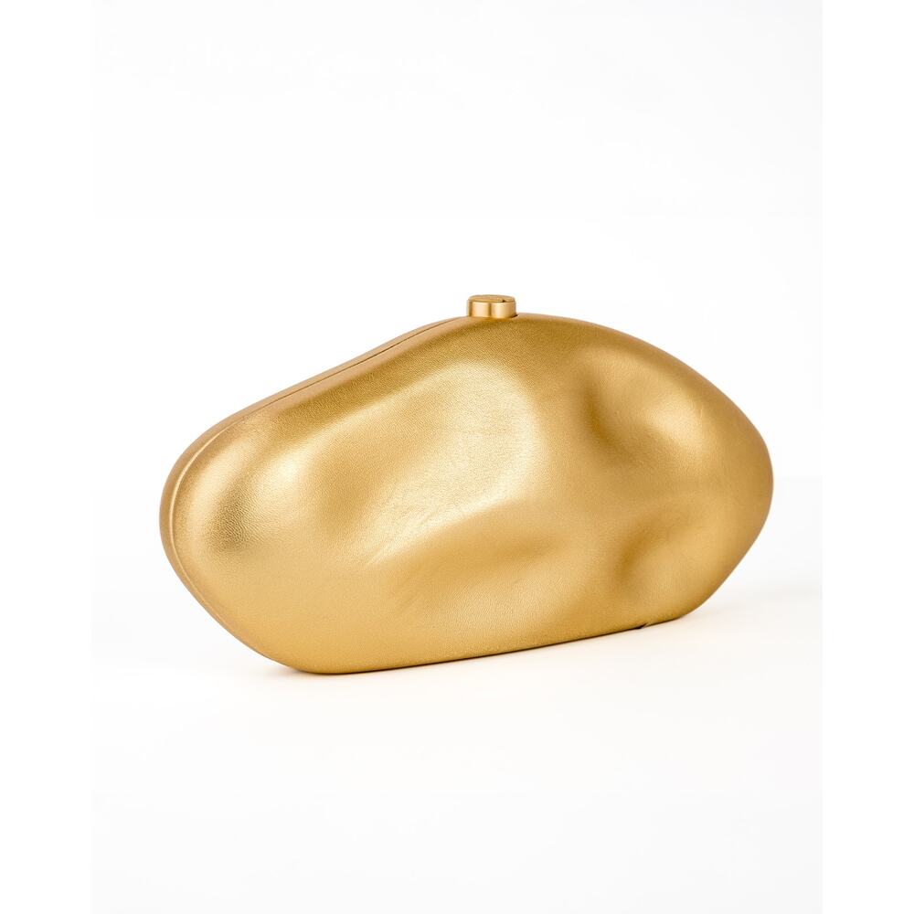 Cult Gaia Caldera Clutch Brass Metallic Leather Sculptural Minaudière Bag $598 - Picture 6 of 16